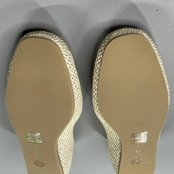 NEW Stewart Weitzman Shoes Womens 7 cream woven Thea loafer slip on designer - Picture 9 of 14